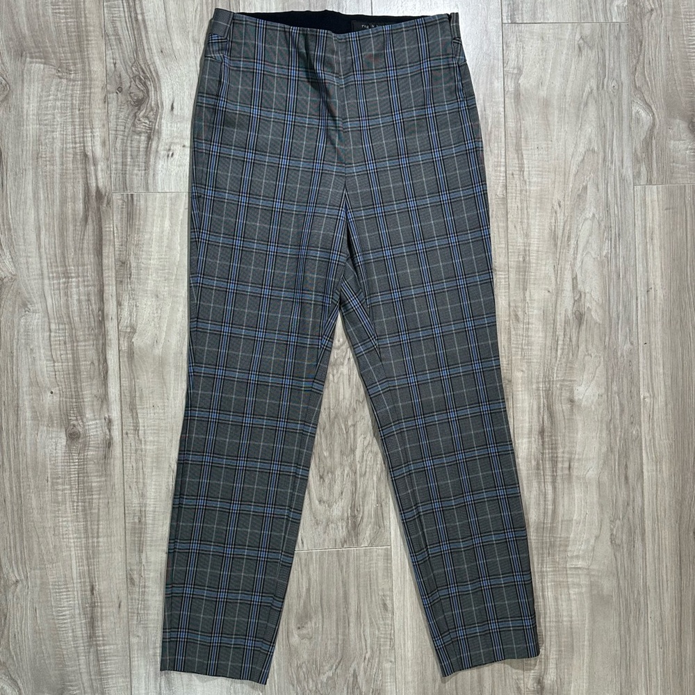 RAG & BONE SIMONE Gray Plaid High Waist Ankle Slim Fit Trouser Pants 10